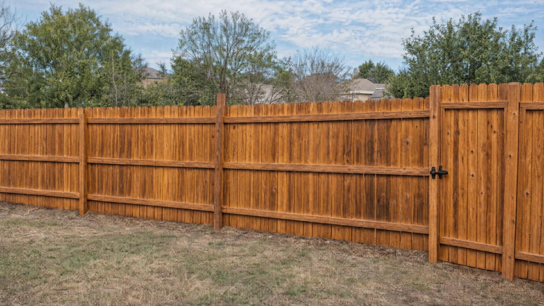 Same cedar fence after Golden Grain Staining premium stain application